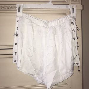 LF White flowy shorts with silver detailing